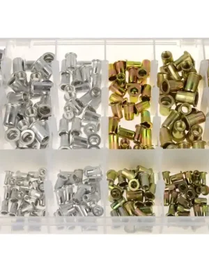 Maticové nýty - nýtovací matice, M3 - M10, plochá hlava, ocel a hliník, sada 300 kusů - MojeDílna Vrácení Zdarma