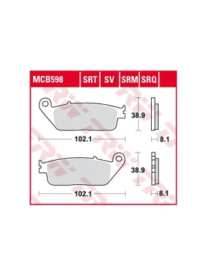 Zlevněný Přední brzdové destičky TRW Standard MCB598